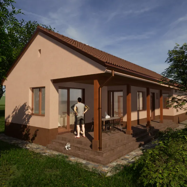 Maglóca, Győr-Moson-Sopron Vármegye - Két ház egy telekosztás - építészeti tervezés - hátsókert felől - square